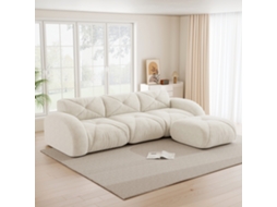 Sofá Modular L, Sofá De Três Lugares Para Sala, Base Antiderrapante, Montagem Não Necessária, Apoio Para Os Pés, Branco.