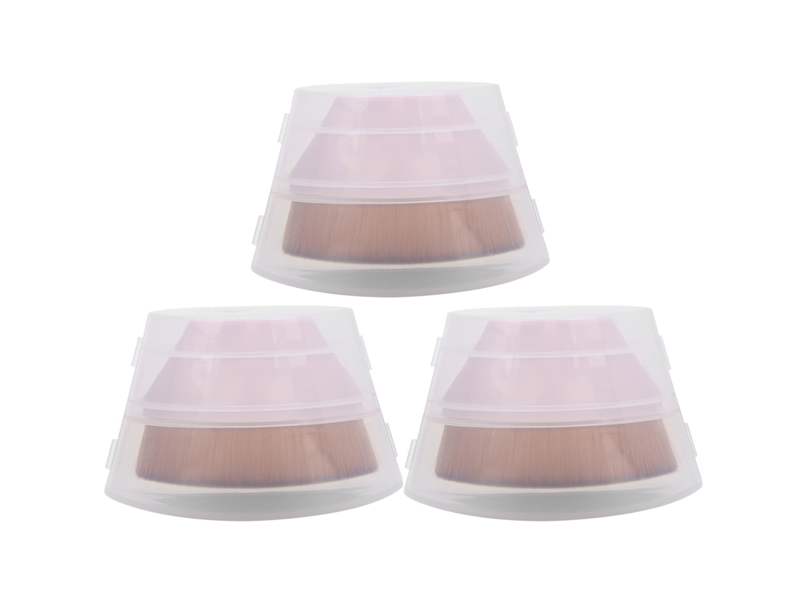 3pcs Pincéis De Maquiagem Com Base Líquida E Blush Em Rosa - Pincéis De Fibra Com Caixa De Polimento Anti-poeira