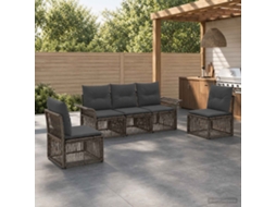 Vidaxl Conjunto De Sofá De Jardim 5 Unid. Cinzento Vime Pe