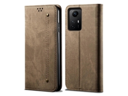 Capa De Celular Flip Em Couro Com Textura De Jeans Para Xiaomi Redmi Note 12s