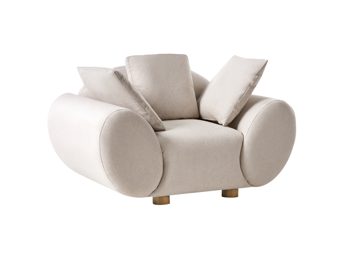 Poltrona Beliani Ringel De Tecido Creme 128x87x75