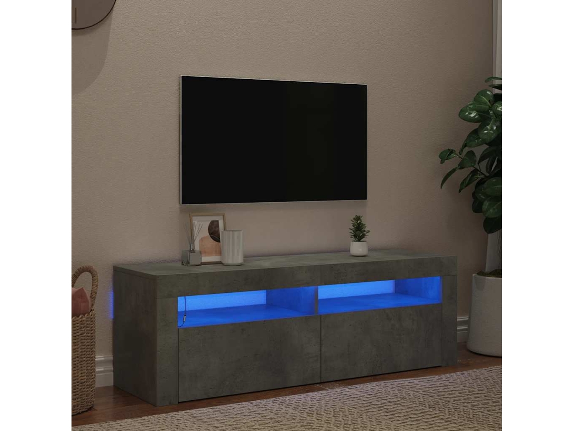 Vidaxl Móvel De Tv Com Luzes Led 120x35x40 Cm Cinzento Cimento