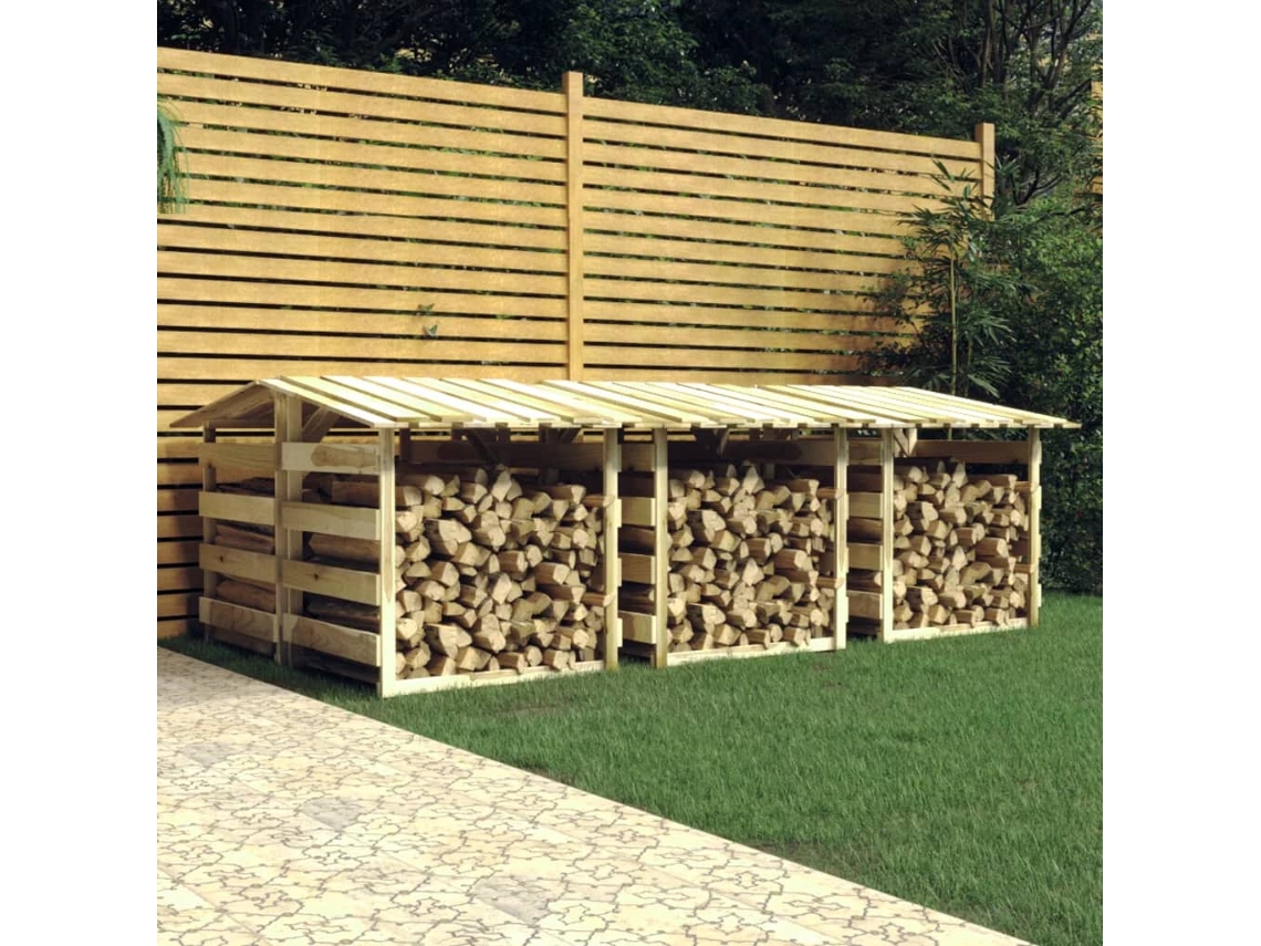 Vidaxl Abrigo para Lenha com Telhados 6 Pcs Pinho Impregnado 100x90x100 Cm
