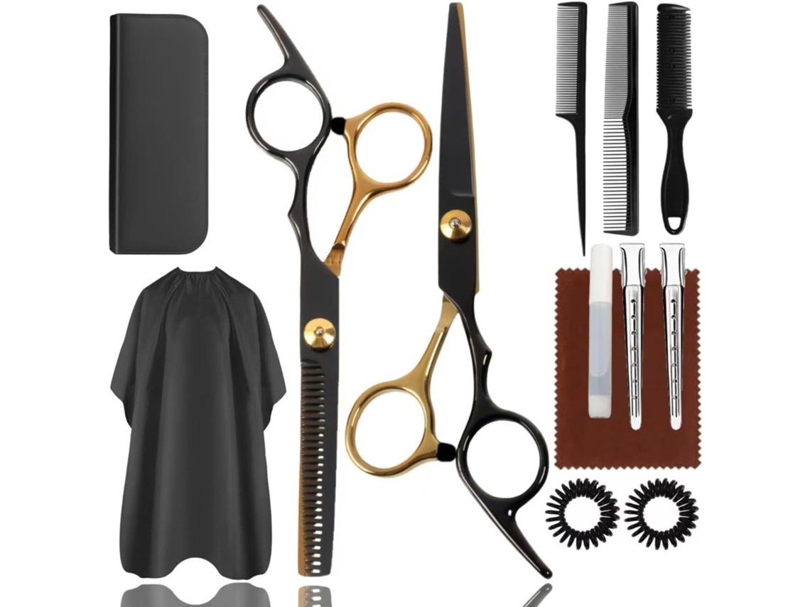 Kit De Tesoura De Corte Cabelo, 13pcs Ferramenta Profissional Para Corte De Cabelo (preto-dourado) Cuich