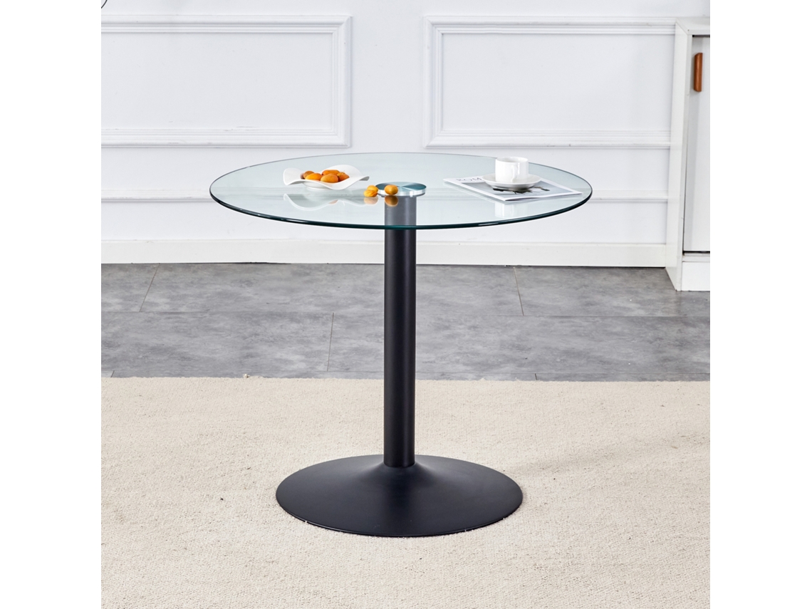 Mesa Redonda De Vidro 85 Cm, Estilo Minimalista Sofisticado, Ideal Para Sala E Jantar