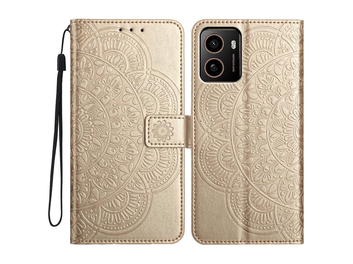 Compre Capa De Couro Para Hmd Pulse Com Compartimentos Para Cartões E Estampa De Mandala, Dourada