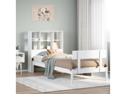 Cama Com Estante Sem Colchão 90x190 Cm Pinho Maciço Branco
