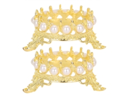 Suporte Para Canetas De Unhas Em Forma De Coroa Dourada 2pcs, Aço Inox, Decoração Com Pérolas Falsas, Para Salão E Casa