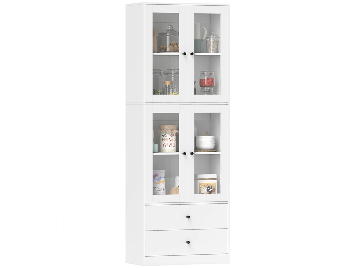 Armário de cozinha ZENCORE SERVICES com 4 portas, prateleiras ajustáveis, 76x40x181,5cm, branco