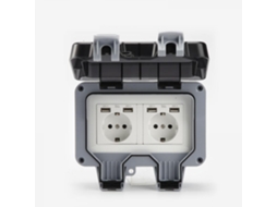 Tomada Dupla de Parede Externa com Usb, À Prova D'água, Resistente, com Caixa de Parede , Acessórios para Automação Residencial BRILVIBERA (dupla)