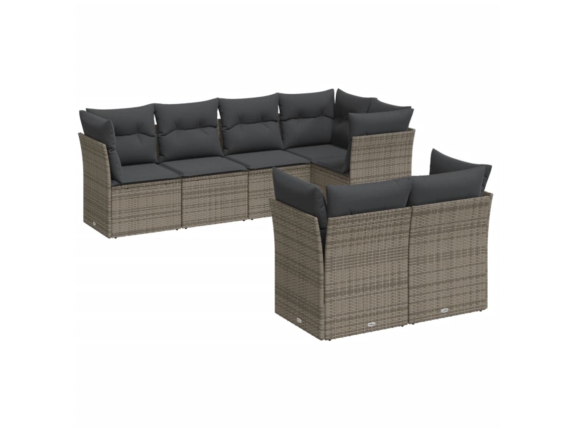 Conjunto de 7 Sofás para Jardim com Almofadões Vime Pe Cinzento MAISON EXCLUSIVE (7 pcs)