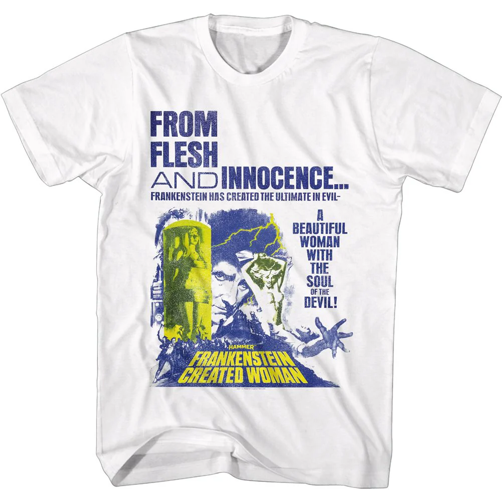 Unisex Adult T-shirt Rockinstone Horror Movies Flesh And Innocence White Sizel
