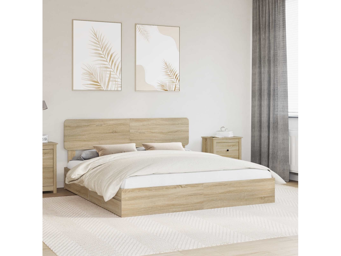 Vidaxl Cama com Armazenamento com Gaveta Carvalho Sonoma 180 X 200 Cm