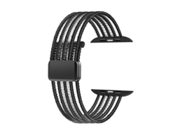 Pulseira Elástica Entrançada Para Apple Watch Séries 11/ 10/9/8/ 7/ 6/ 5/4 / Se (42mm 44mm 45mm 49mm), Com Fecho Magnético Preto Panoona