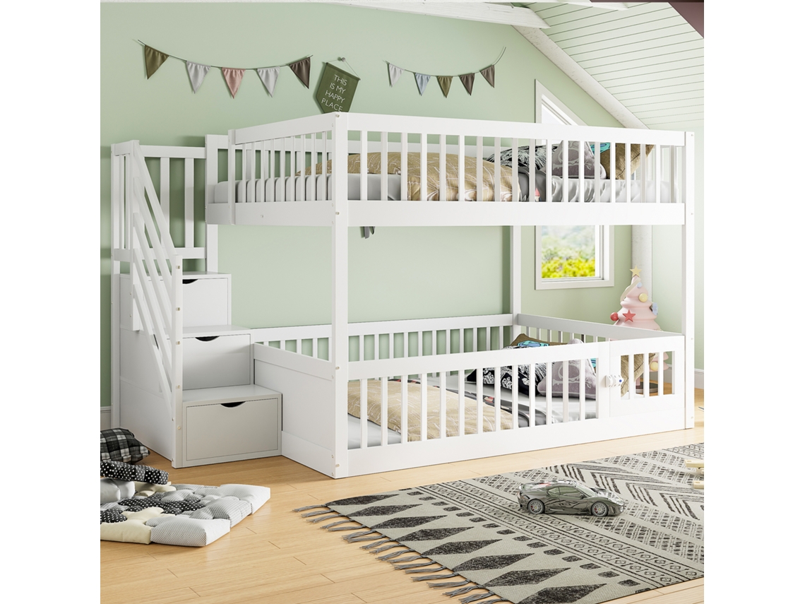 Beliche 140x200 Madeira Com Gavetas Branco