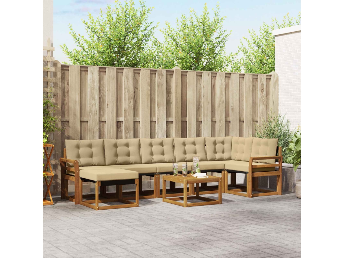 Vidaxl Conjunto De Sofás Para Exterior 8 Unid. Natural E Bege