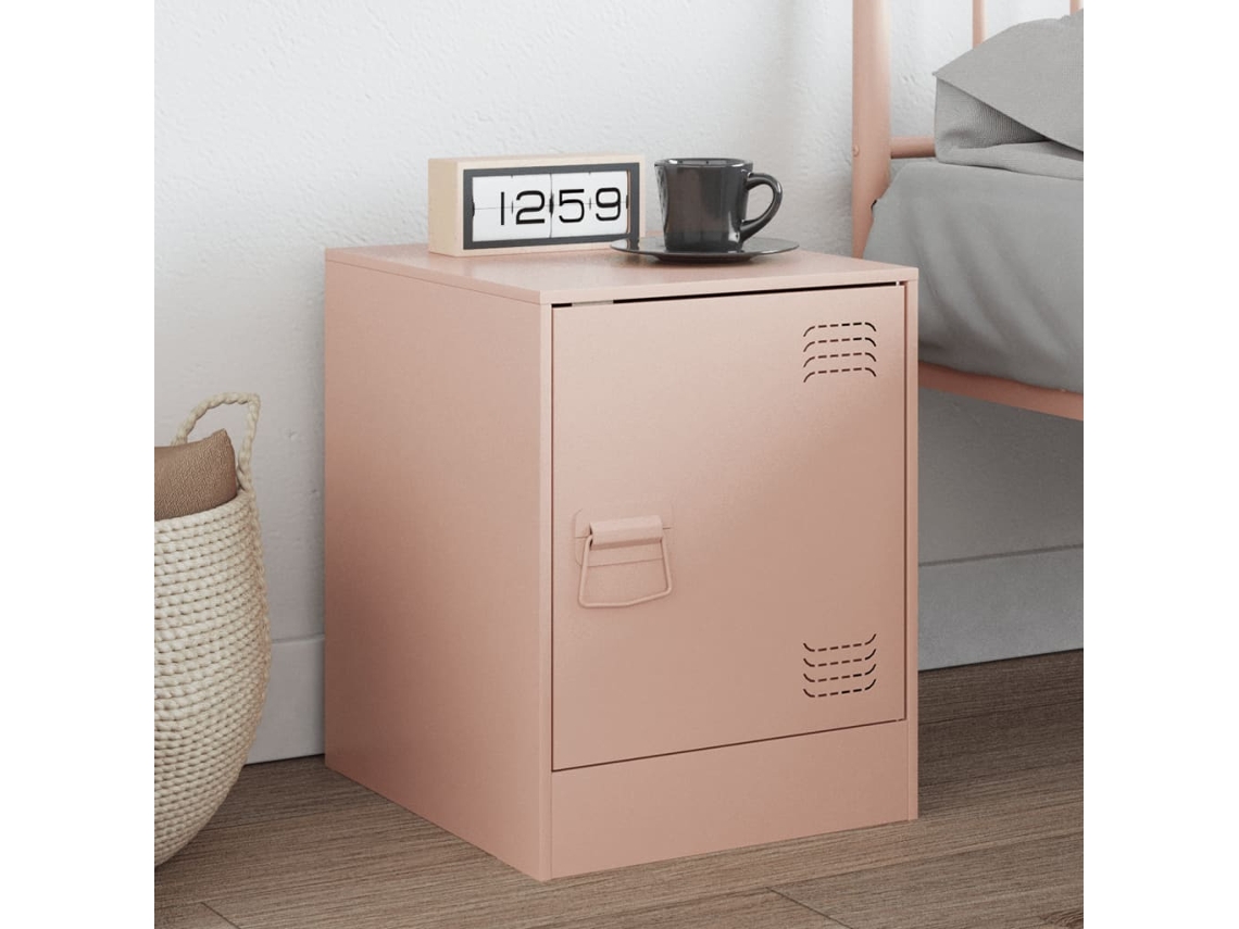 Vidaxl Mesa De Cabeceira 34,5x39x44 Cm Aço Rosa