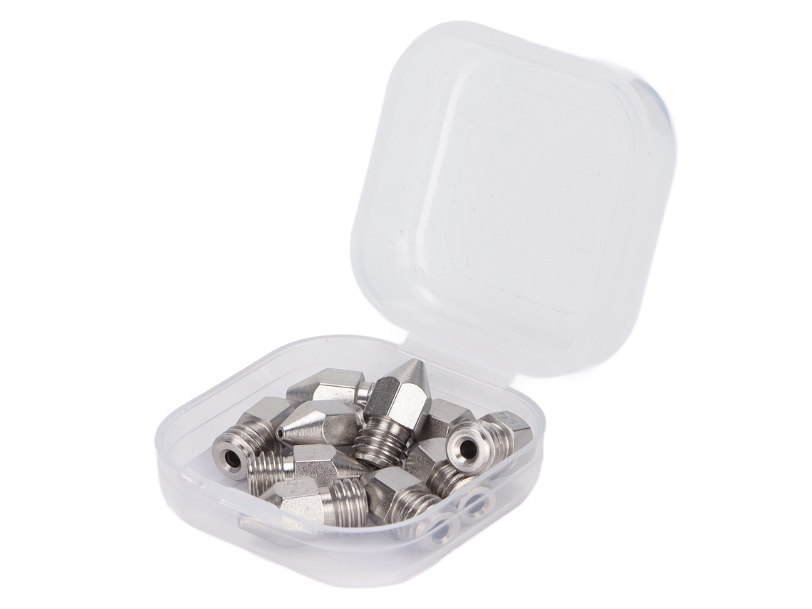10 Peças De Bicos 3d Mk8 De Aço Inoxidável 1.75mm 0.8mm Acessórios Para Impressora 3d