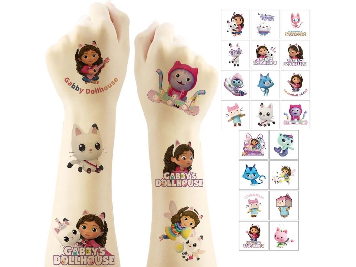 20 Tatuagens Temporárias Fofas Da Gabby Cat, Divertidas, Criativas E À Prova D'água, Um Presente Perfeito Para Crianças.