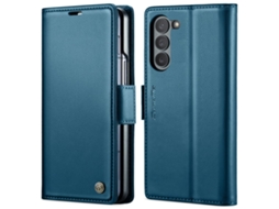 Capa Para Samsung Galaxy Z Fold6 5g Borboleta Fivela Litchi Textura Rfid Antirroubo De Telefone De Couro Azul