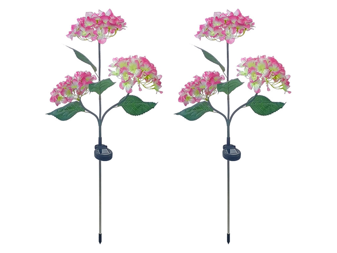 Pacote Com 2 Luzes Solares Coloridas De Flores De Hortênsia Para Áreas Externas Aquaforge