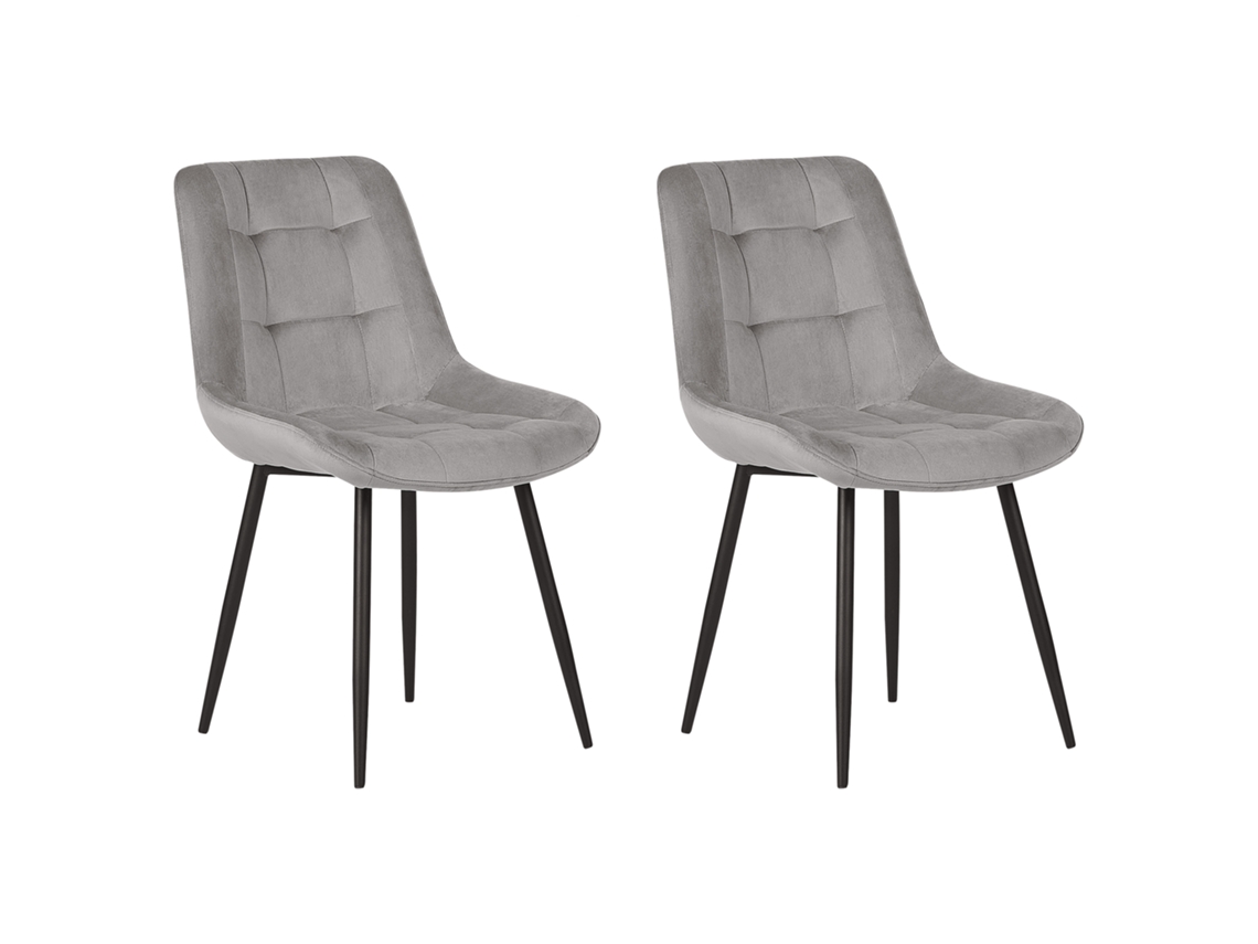 Juego De Sillas De Diseño Beliani Melrose De Terciopelo Gris 51x58x85