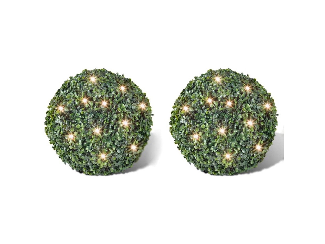 Bola De Bucho, Folhas Artificiais, Topiaria, 35cm, Corda Luz Solar