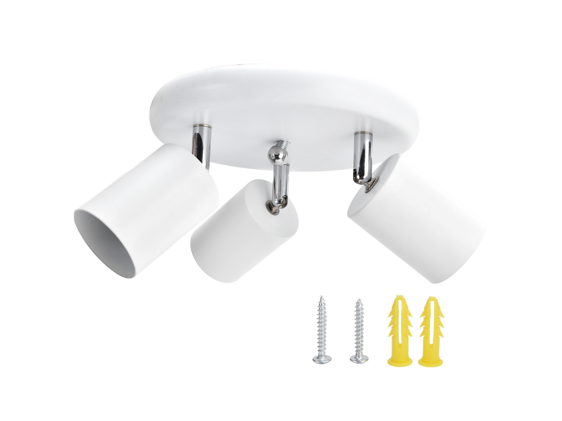 Suporte de spot para teto 3 cabeças rotativas GU10 85-265V branco ferro para quarto restaurante shopping | S/MARCA
