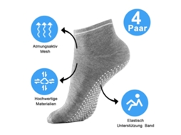 Meias de Ioga 4 Pares Unissex Antiderrapantes AQUAFORGE