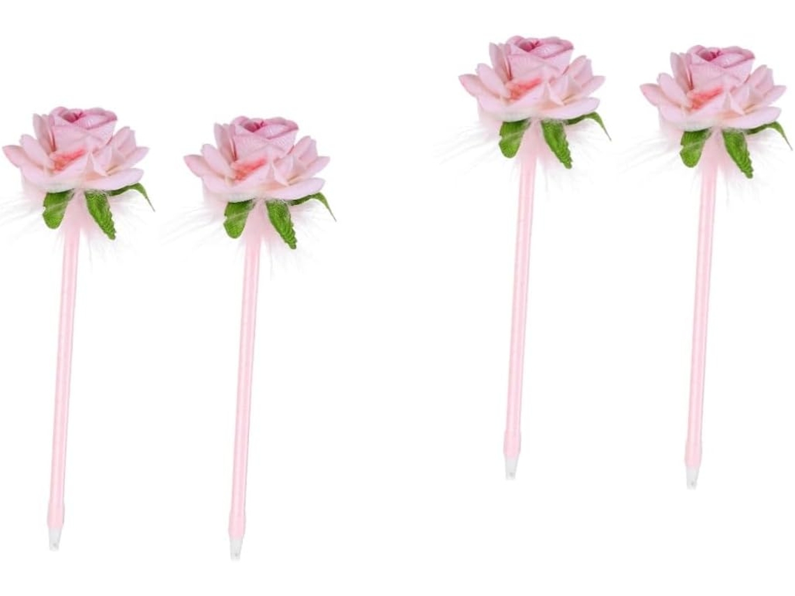 Conjunto De 4 Canetas Esferográficas Rosa Exceart, Utensílios Escrita,