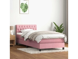 Vidaxl Cama Com Molas/colchão 80x220 Cm Veludo Rosa