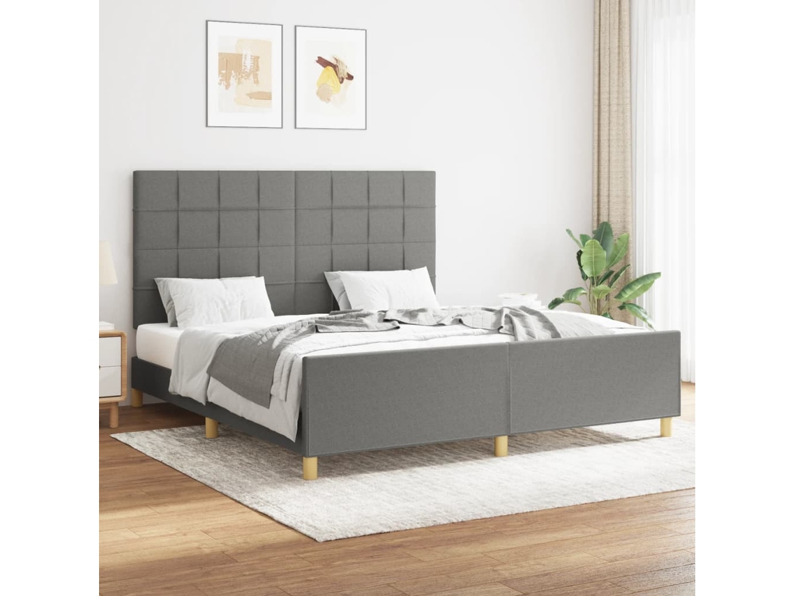Vidaxl Estrutura De Cama Sem Colchão 160x200 Cm Tecido Cinzento-escuro