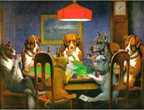 Tela LEGENDARTE Cachorros Jogando Poker - Cassius Marcellus Coolidge (60x80 cm)