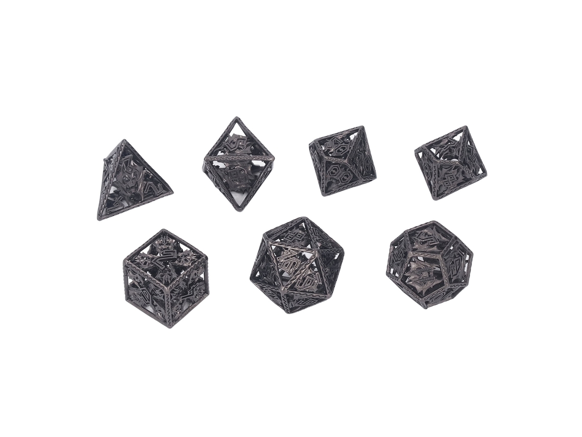 Mali conjunto de 7 Dados Poliedros Ocos de Cobre para Rpg e Jogos de Tabuleiro Natal