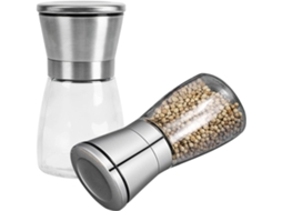 Conjunto de 2 Moedores Pimenta Manuais, Ajustável em Cerâmica e Aço Inoxidável AQUAFORGE