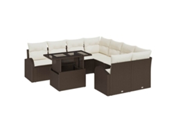Conjunto de Sofá de Jardim 9 Peças Castanho Vime Pe MAISON EXCLUSIVE