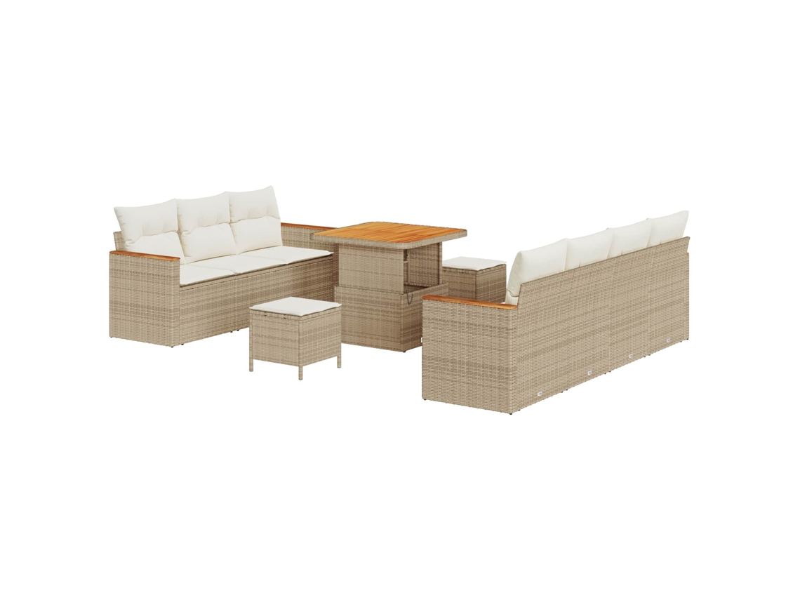 Maison Exclusive - Conjunto De Sofá De Jardim 10 Pcs Bege Vime Pe