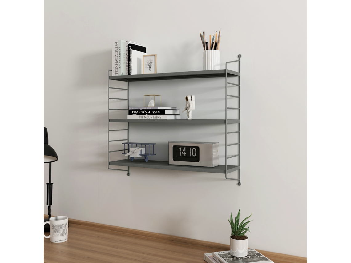 Conjunto de 3 Prateleiras de Parede Strängnäs Aço 50X60X15 Cm Antracite [EN.CASA]