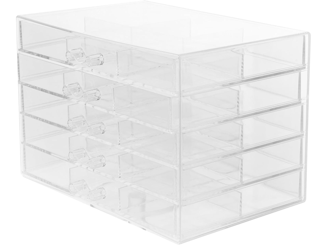 Caixa De Joias Grande Com 5 Gavetas Em Acrílico Transparente, Organizador Multifuncional.