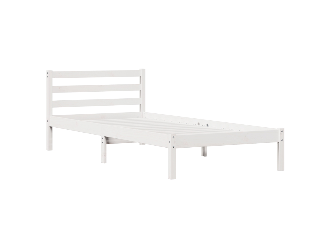 Conjunto 1 Estrutura Da Cama Vidaxl Branco Madeira De Pinho Maciça (215,5 X 105,5 X 69,5 Cm)
