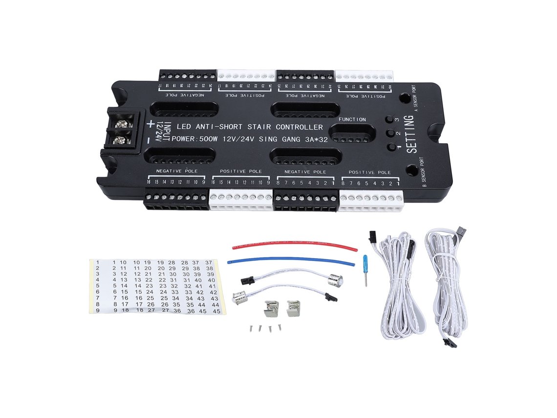 2026 controlador de Luzes de Escada Led com Sensor de Movimento 32 Canais Proteção Contra Curto circuito Automática para Escada