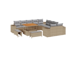 Conjunto 13 Conjunto De Sofá De Jardim Vidaxl Bege Vime Pe (100 X 100 X 71 Cm)