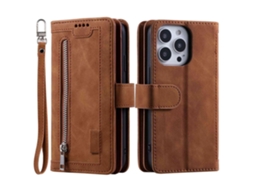Capa Quedas Para Iphone 15 Pro Anti-choque Com Porta-cartões Castanho