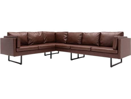 Sofá  288169 (255 x 199.5 x 62.5 cm - Couro Artificial - Castanho)