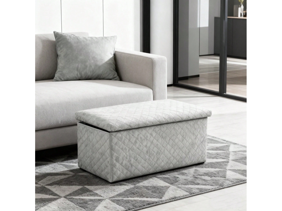 Banco Arrumação Veludo Dobrável 76x38x38cm