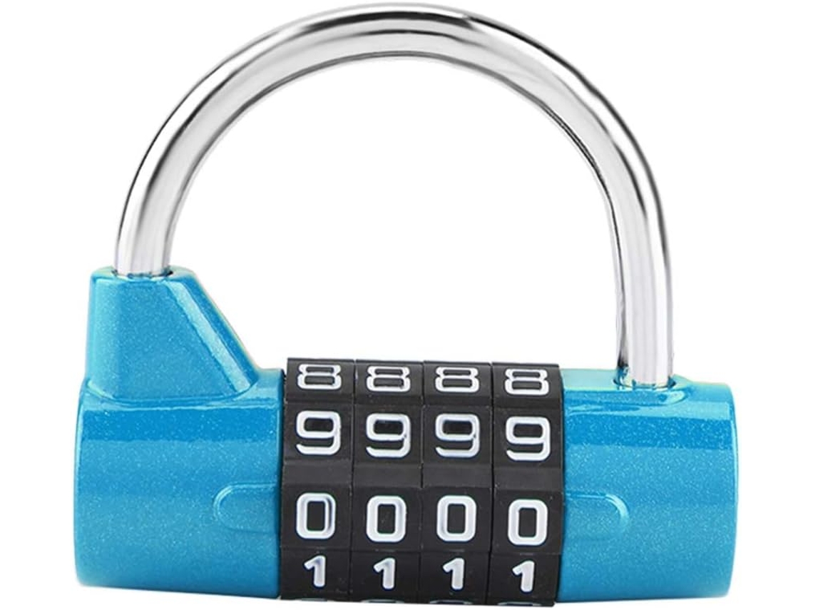 Cadeado Com Código De 4 Dígitos, Azul, Para Ginásio, Portas E Portões