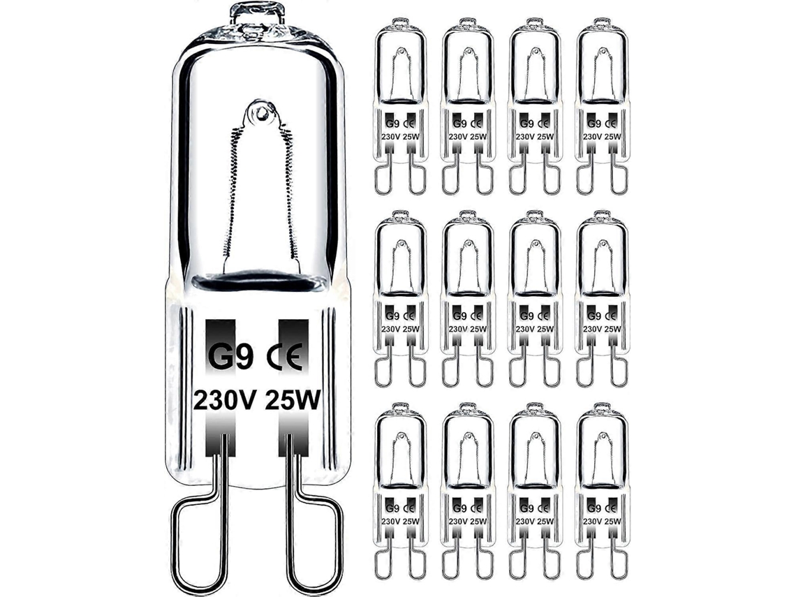 Lâmpada Halógena Rebe G9 25w 230v Regulável, Luz Branca Quente, Tolerância a 300°C, para Forno de Micro-ondas, Cozinha, Luminárias de Teto, Pacote com 12 unidades