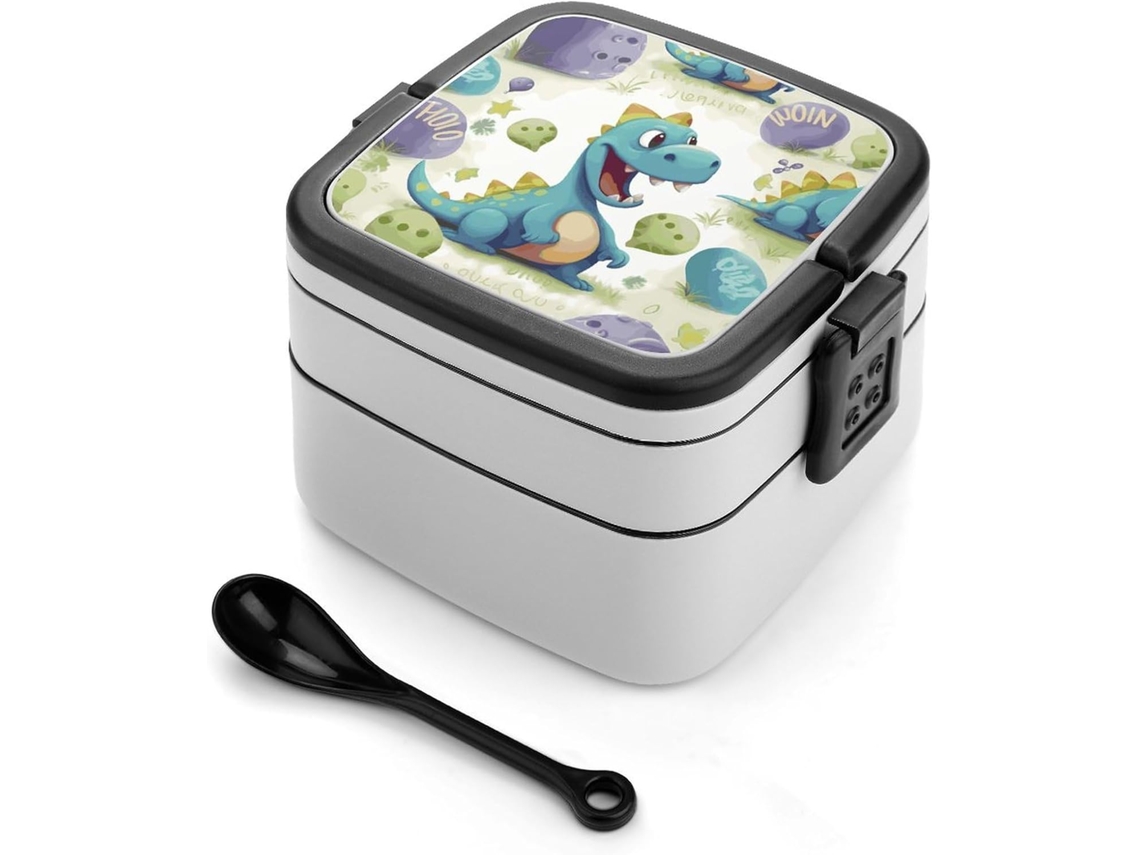 Lancheira Bento Fofa De Dinossauro, Empilhável, Com Tampas, Térmica Para Adultos, À Prova De Vazamentos, Com 2 Compartimentos