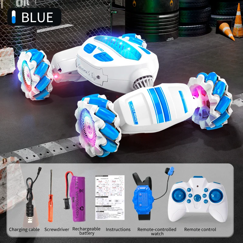 Carro de Controle Remoto 2.4g para Acrobacias, com Sensor de Gestos, Torção, para Corridas Off road e Drift. MDUG (azul)