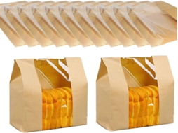 Sacos de papel Lurelia, 50 unidades, papel kraft, Janela, para alimentos e lanches.